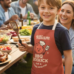 Apron with Custom Name BBQ Sidekick Kids  Schort<br><div class="desc">Make cookout time even more fun with this BBQ Sidekick kids apron featuring a cute flame chef character, grilling tools, and custom name personalization. Designed for little helpers who love joining dad at the grill, this playful apron is perfect for backyard barbecues, family cookouts, kitchen fun, and pretend cooking. The...</div>