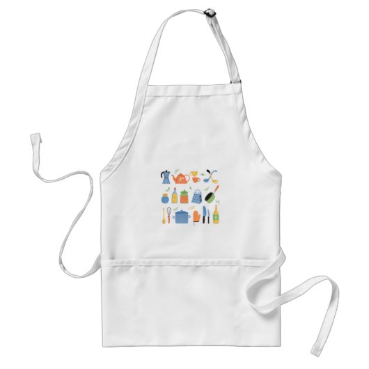 Apron With Kitchen Items For Cooking Standaard Schort (Voorkant)