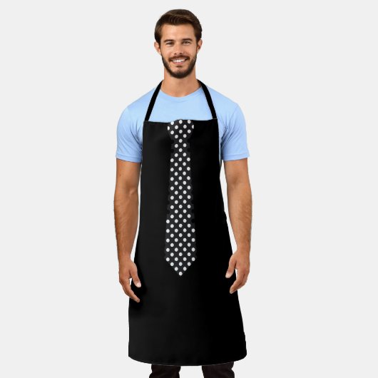 Apron With Polka Dot Tie Black Barbecue Apron Schort (Gedragen)