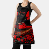 Apron with Train Box Car and Roses Schort (Insitu)