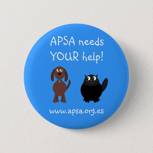 APSA Animal Protection Charity Cartoon Dog & Cat Ronde Button 5,7 Cm (Voorkant)