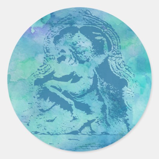 Apsara Blue Ronde Sticker (Voorkant)