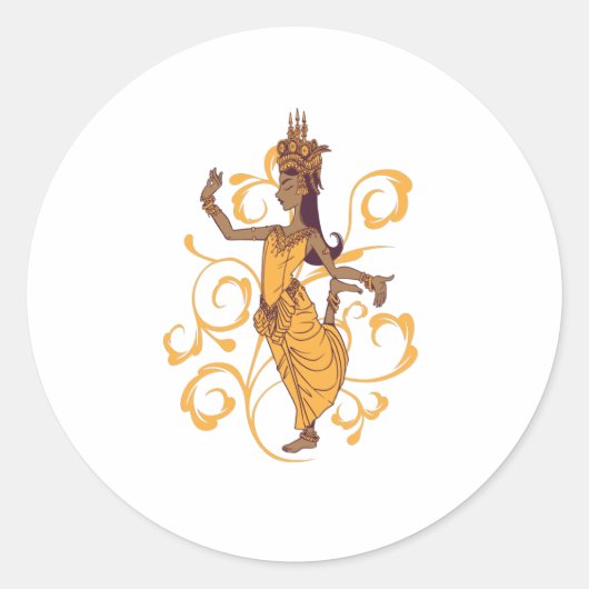 Apsara-danseres Ronde Sticker (Voorkant)