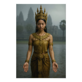 Apsara in the Rain Foto Afdruk
