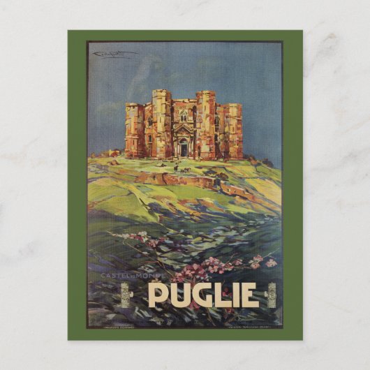 Apulia Castle del Monte,  Italiaans reisbureau Briefkaart (Voorkant)