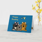 AQ- Cats Singing Birthday Card Kaart (Gele Bloem)