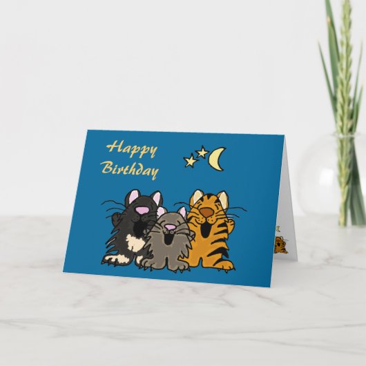 AQ- Cats Singing Birthday Card Kaart (Voorkant)