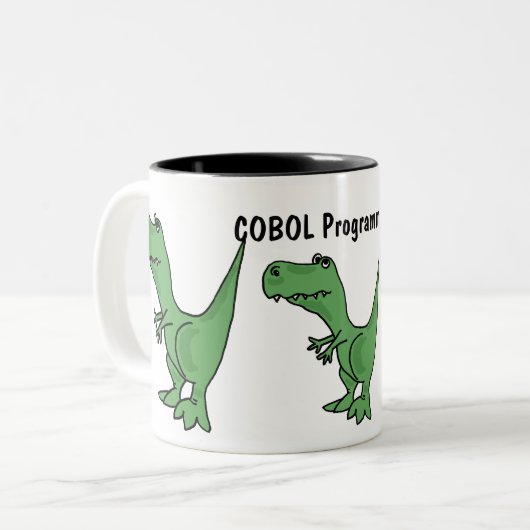 AQ- COBOL Programmer Dinosaur Mok (Voorkant links)