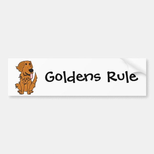 AQ- Funny Golden Retriever Dog Cartoon Bumpersticker (Voorkant)