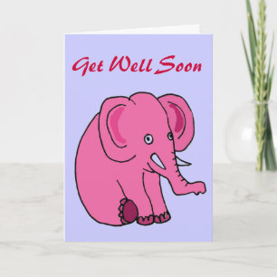 AQ- Funny Pink Elephant Get Well Kaart
