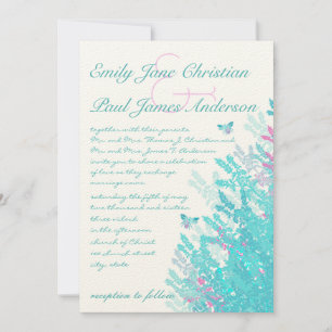 Aqau Blue en Hot Pink Wilde Bloembijen Kaart