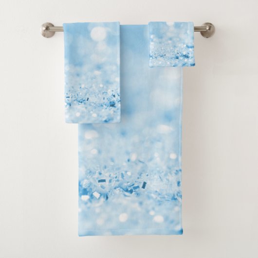 AQAU BLUE SPARKLE BUBBLE BATHROOM TOWEL BAD HANDDOEK (Insitu)