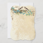 Aqau & Navy Cherry Blossom  Bird Weddings Kaart (Achterkant)