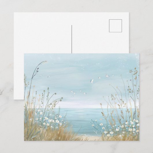 Aqaurell Illustration Strand Landschaft pastell Briefkaart (Voorkant / Achterkant)
