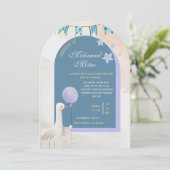 Aqiqah Invitation for Baby Boy  Editable Blue Arch Kaart (Staand voorkant)