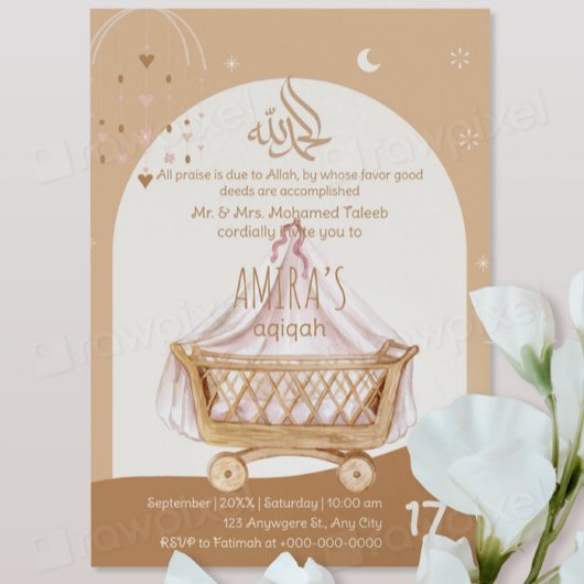 Aqiqah Uitnodiging Baby Naamgevingsceremonie Perso