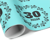 AQUA 30th Birthday Eigen naam V9 Cadeaupapier (Rol Hoek)