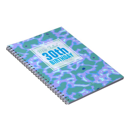 Aqua Abstract 30th Birthday Guest Book 11a Notitieboek (Rechterzijde)