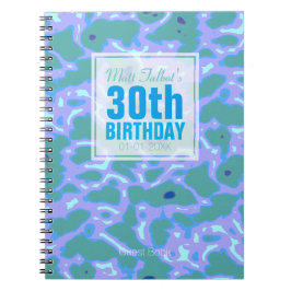 Aqua Abstract 30th Birthday Guest Book 11a Notitieboek