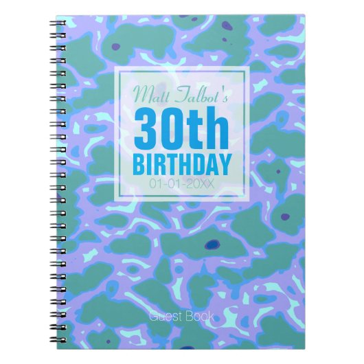 Aqua Abstract 30th Birthday Guest Book 11a Notitieboek (Voorkant)