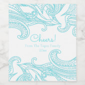 Aqua, Abstract, Boho Style Wijn Etiket (Enkel label)