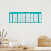 Aqua Abstract Perpetual Verjaardagskalender Poster (Keuken)