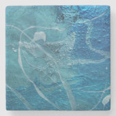 Aqua Abstract Stenen Onderzetter (Voorkant)