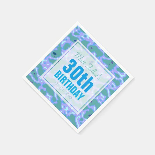 Aqua Abstracte 30e verjaardag Papieren servetten (Hoek)