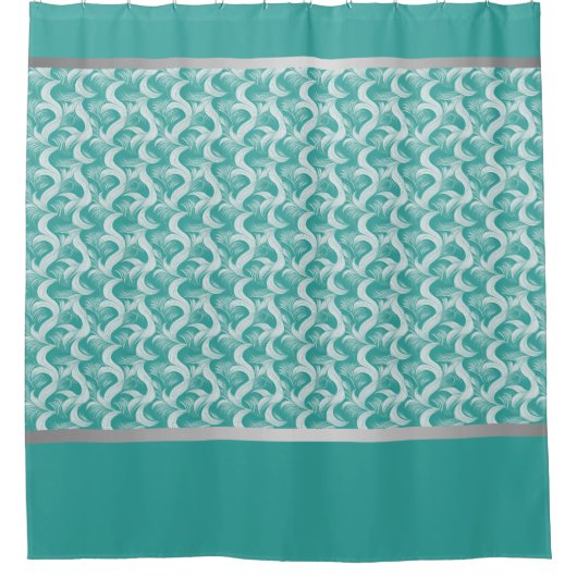 Aqua Abstracte Elegante Douchegordijn (Voorkant)
