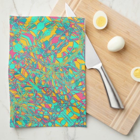 Aqua abstracte kunst retro design theedoek (Quarter Fold)