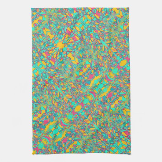 Aqua abstracte kunst retro design theedoek (Verticaal)