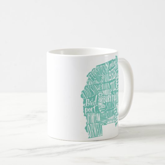 Aqua Addison County Typografie Mok (Voorkant rechts)