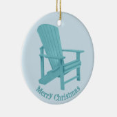 Aqua Adirondack-stoel Jouw tekst Keramisch Ornament (Rechts)