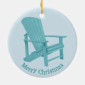 Aqua Adirondack-stoel Jouw tekst Keramisch Ornament (Achterkant)