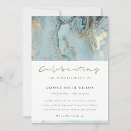 AQUA AGATE CELEBRATING MEMORIAL SERVICE INVITE BEDANKKAART