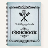  Aqua Aged Papier Familie Kookboek Notitieboek (Voorkant)