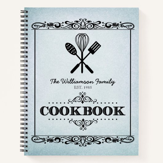  Aqua Aged Papier Familie Kookboek Notitieboek (Voorkant)