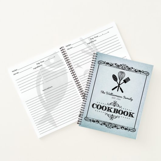 Aqua Aged Papier Familie Kookboek Notitieboek (Binnen)