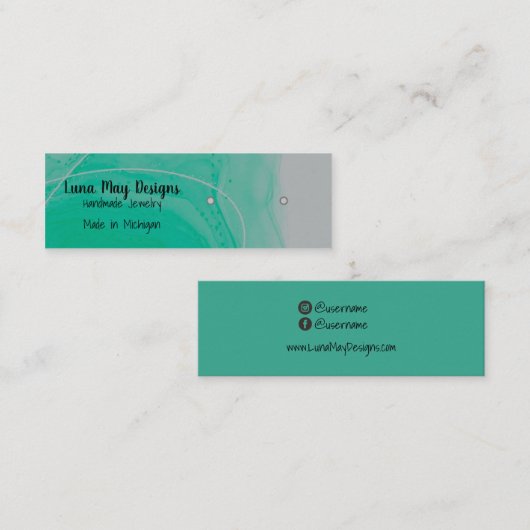 Aqua Alcohol Ink Jewelry Display Visitekaartje (Voorkant / Achterkant)