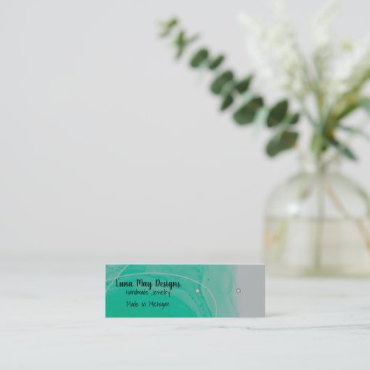 Aqua Alcohol Ink Jewelry Display Visitekaartje (Staand voorkant)