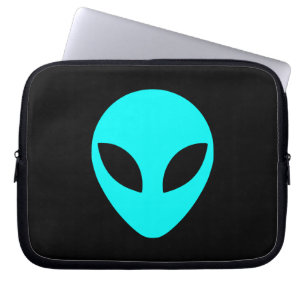 Aqua Alien Head Laptop Sleeve