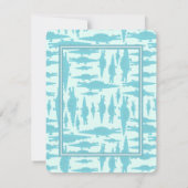 Aqua Alligator Pattern Baby Boy Shower Invitations Kaart (Achterkant)