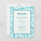 Aqua Alligator Pattern Baby Boy Shower Invitations Kaart (Voorkant)