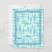 Aqua Alligator Pattern Baby Boy Shower Invitations Kaart (Achterkant)