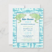 Aqua Alligator Pattern Baby Boy Shower Invitations Kaart (Voorkant)