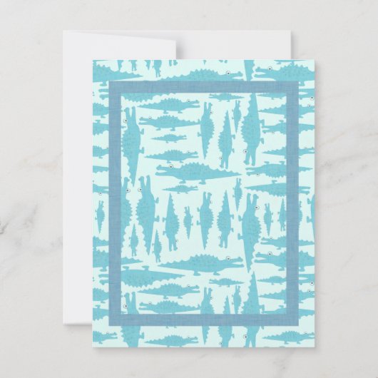 Aqua Alligator Pattern Baby Boy Shower Invitations Kaart (Achterkant)