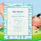 Aqua Alligator Pattern Baby Boy Shower Invitations Kaart