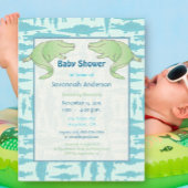 Aqua Alligator Pattern Baby Boy Shower Invitations Kaart