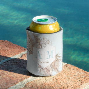 Aqua Almond Pampas Grass Wedding Shower Favor Blikjeskoeler