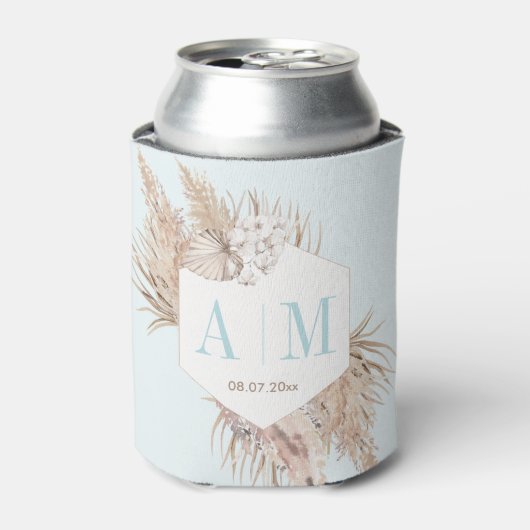 Aqua Almond Pampas Grass Wedding Shower Favor Blikjeskoeler (Blikje Voorkant)
